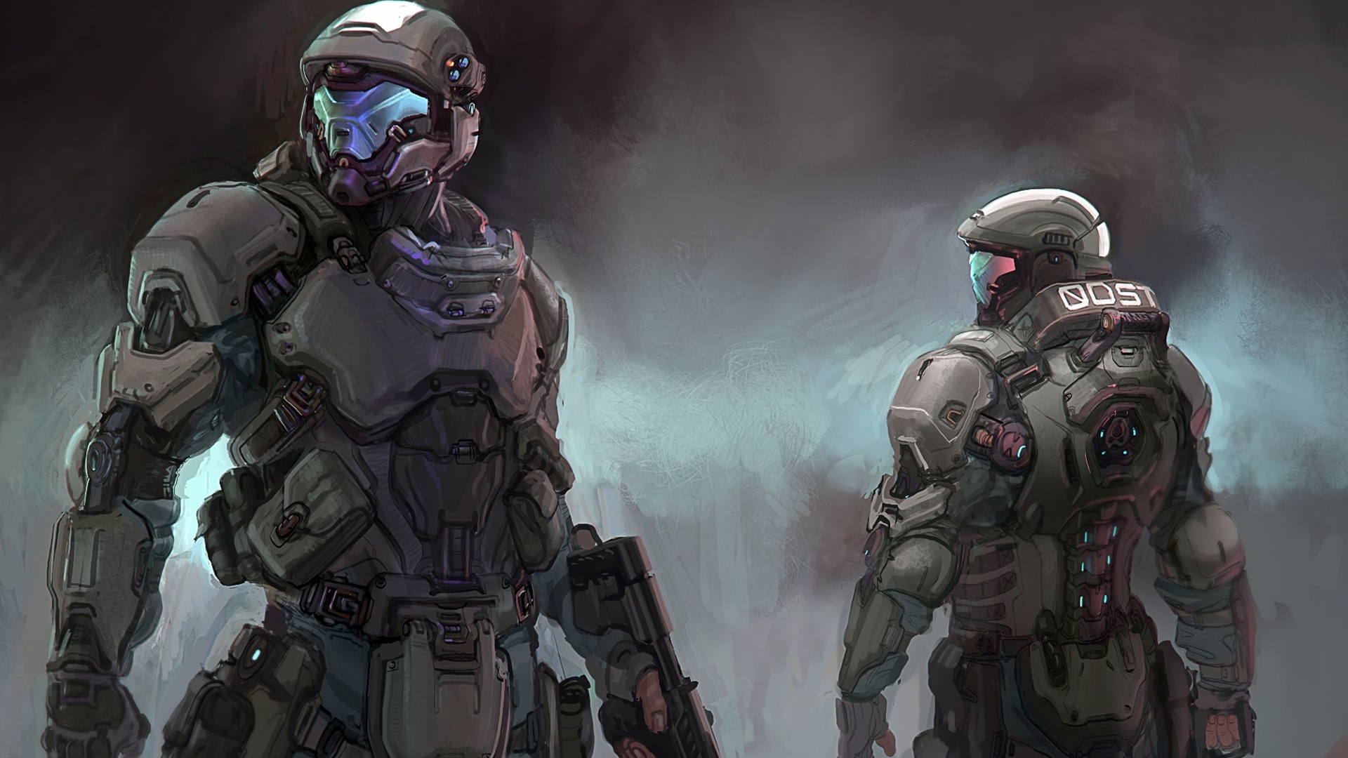 Art of an ODST clad in the ORCUS exoskeleton