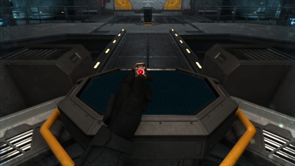 Halo Infinite screenshot of Ilsa Zane holding a data chip containing Iratus in the Academy AI lab