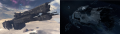 Comparaison de son apparence dans Halo 3 (à gauche) et Halo 4 (à droite).