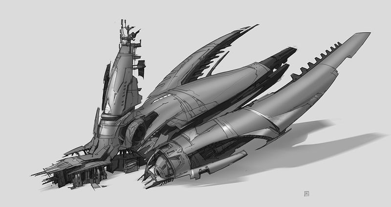 Fichier:H4-Wreckage main ship concept 02 (Zeljko Duvnjak).jpg