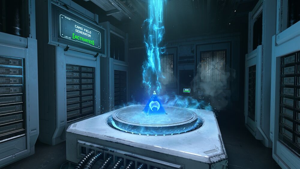 Halo Infinite screenshot of the new map Illusion showing the Active Camouflage pyramid station